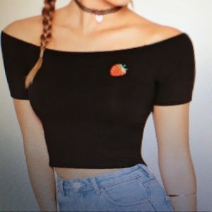 Off the shoulder strawberry crop top
